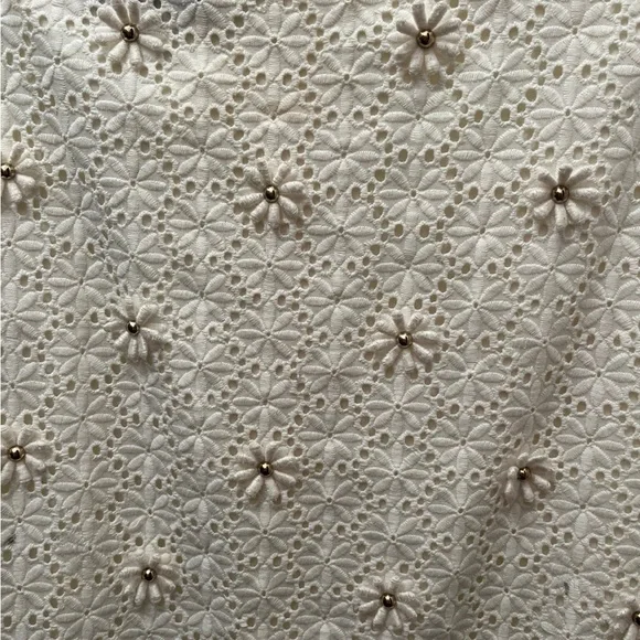 Eyelet Flower Gold Skirt Cream White Beige 2 4 - Picture 2 of 5